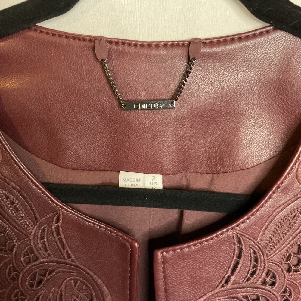 Chico's Maroon Faux Leather Jacket - Picture 3 of 7